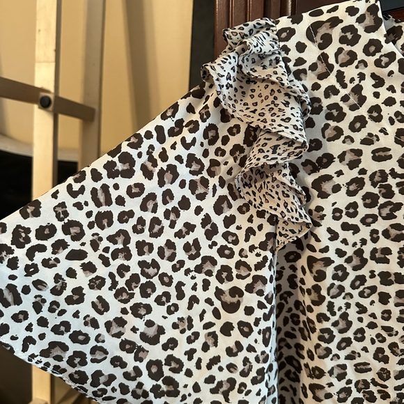Glam Animal Print Ruffle Blouse - Picture 2 of 4